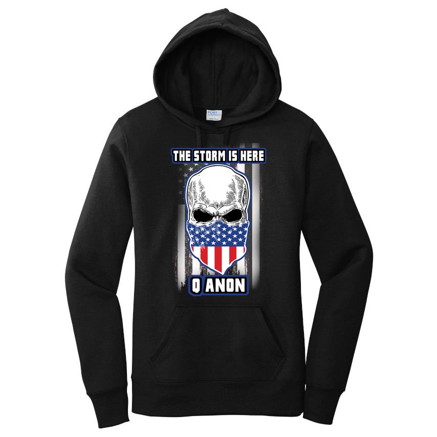 Qanon The Storm Is Here Skull Flag Women's Pullover Hoodie