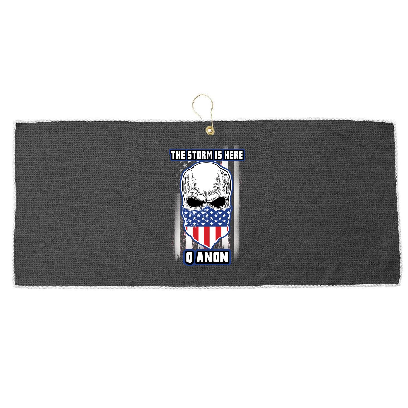 Qanon The Storm Is Here Skull Flag Large Microfiber Waffle Golf Towel