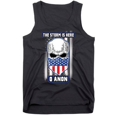 Qanon The Storm Is Here Skull Flag Tank Top