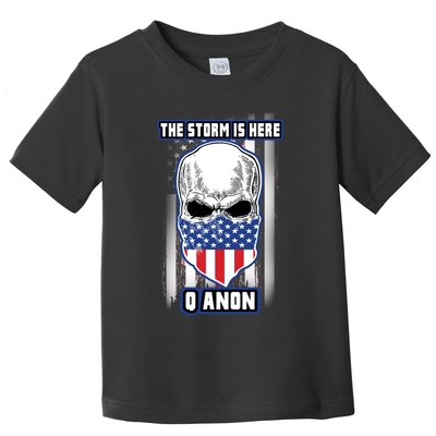 Qanon The Storm Is Here Skull Flag Toddler T-Shirt