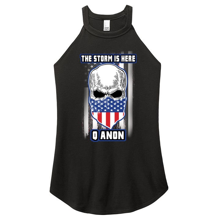 Qanon The Storm Is Here Skull Flag Women's Perfect Tri Rocker Tank