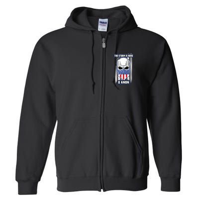 Qanon The Storm Is Here Skull Flag Full Zip Hoodie