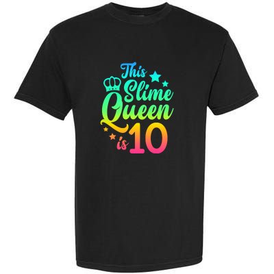 This Slime Queen Is 10 Girl Funny 10th Birthday Party Squad Garment-Dyed Heavyweight T-Shirt