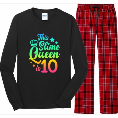 This Slime Queen Is 10 Girl Funny 10th Birthday Party Squad Long Sleeve Pajama Set