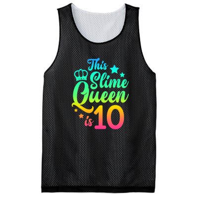 This Slime Queen Is 10 Girl Funny 10th Birthday Party Squad Mesh Reversible Basketball Jersey Tank