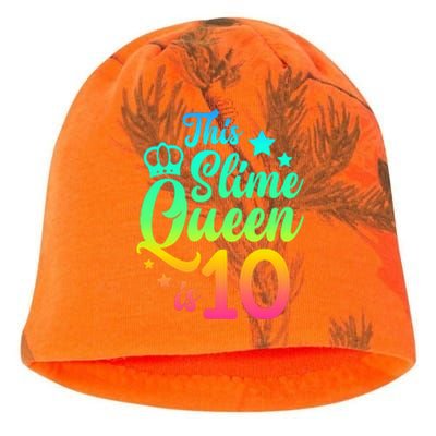 This Slime Queen Is 10 Girl Funny 10th Birthday Party Squad Kati - Camo Knit Beanie