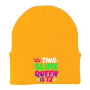 This Slime Queen Is 12 Years Old 12th Birthday Party Knit Cap Winter Beanie