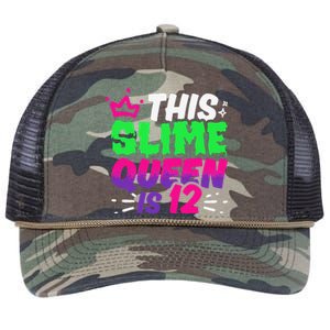 This Slime Queen Is 12 Years Old 12th Birthday Party Retro Rope Trucker Hat Cap