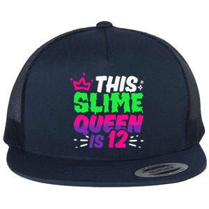 This Slime Queen Is 12 Years Old 12th Birthday Party Flat Bill Trucker Hat