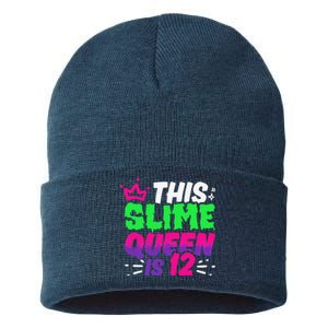 This Slime Queen Is 12 Years Old 12th Birthday Party Sustainable Knit Beanie