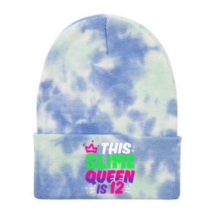 This Slime Queen Is 12 Years Old 12th Birthday Party Tie Dye 12in Knit Beanie