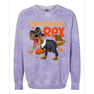 Turkey Saurus Rex Thanksgiving Dinosaur Turkey Colorblast Crewneck Sweatshirt