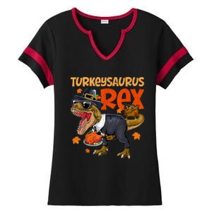 Turkey Saurus Rex Thanksgiving Dinosaur Turkey Ladies Halftime Notch Neck Tee