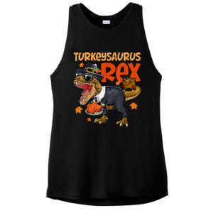 Turkey Saurus Rex Thanksgiving Dinosaur Turkey Ladies PosiCharge Tri-Blend Wicking Tank