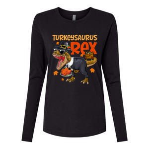 Turkey Saurus Rex Thanksgiving Dinosaur Turkey Womens Cotton Relaxed Long Sleeve T-Shirt