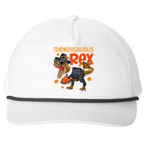 Turkey Saurus Rex Thanksgiving Dinosaur Turkey Snapback Five-Panel Rope Hat