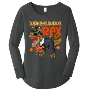 Turkey Saurus Rex Thanksgiving Dinosaur Turkey Women's Perfect Tri Tunic Long Sleeve Shirt