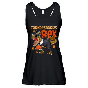 Turkey Saurus Rex Thanksgiving Dinosaur Turkey Ladies Essential Flowy Tank