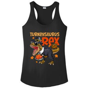 Turkey Saurus Rex Thanksgiving Dinosaur Turkey Ladies PosiCharge Competitor Racerback Tank