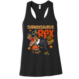 Turkey Saurus Rex Thanksgiving Dinosaur Turkey Women's Racerback Tank