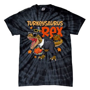 Turkey Saurus Rex Thanksgiving Dinosaur Turkey Tie-Dye T-Shirt