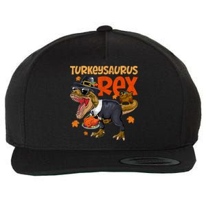 Turkey Saurus Rex Thanksgiving Dinosaur Turkey Wool Snapback Cap