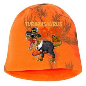 Turkey Saurus Rex Thanksgiving Dinosaur Turkey Kati - Camo Knit Beanie