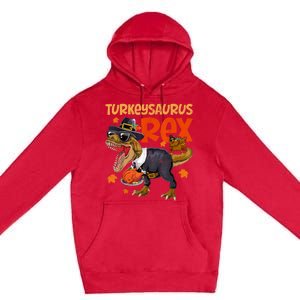 Turkey Saurus Rex Thanksgiving Dinosaur Turkey Premium Pullover Hoodie