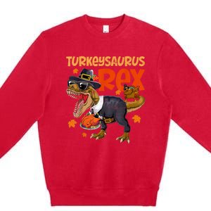 Turkey Saurus Rex Thanksgiving Dinosaur Turkey Premium Crewneck Sweatshirt