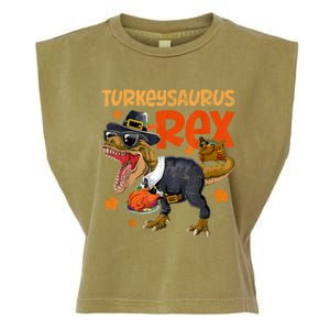 Turkey Saurus Rex Thanksgiving Dinosaur Turkey Garment-Dyed Women's Muscle Tee