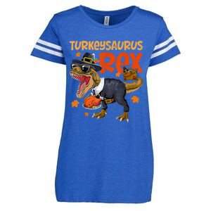 Turkey Saurus Rex Thanksgiving Dinosaur Turkey Enza Ladies Jersey Football T-Shirt