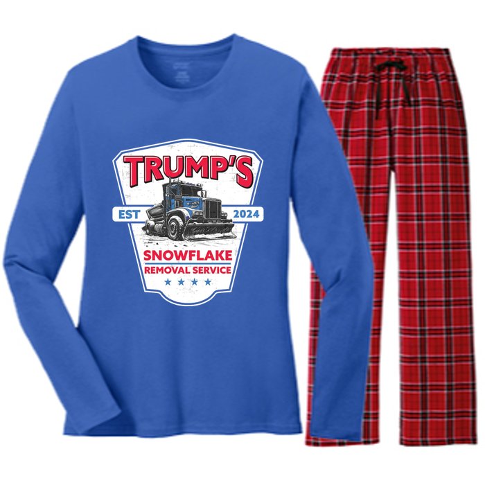 TrumpS Snowflake Removal Service Funny Trump 2024 Great Gift Women's Long Sleeve Flannel Pajama Set 