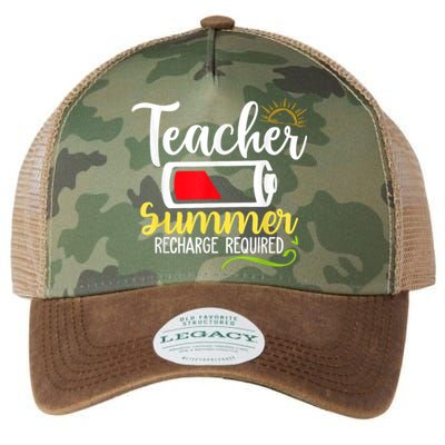 Teacher Summer Recharge Required Last Day School Vacation Legacy Tie Dye Trucker Hat