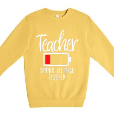 Teacher Summer Recharge Required Last Day School Women Funny Premium Crewneck Sweatshirt