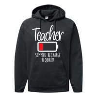 Teacher Summer Recharge Required Last Day School Women Funny Performance Fleece Hoodie