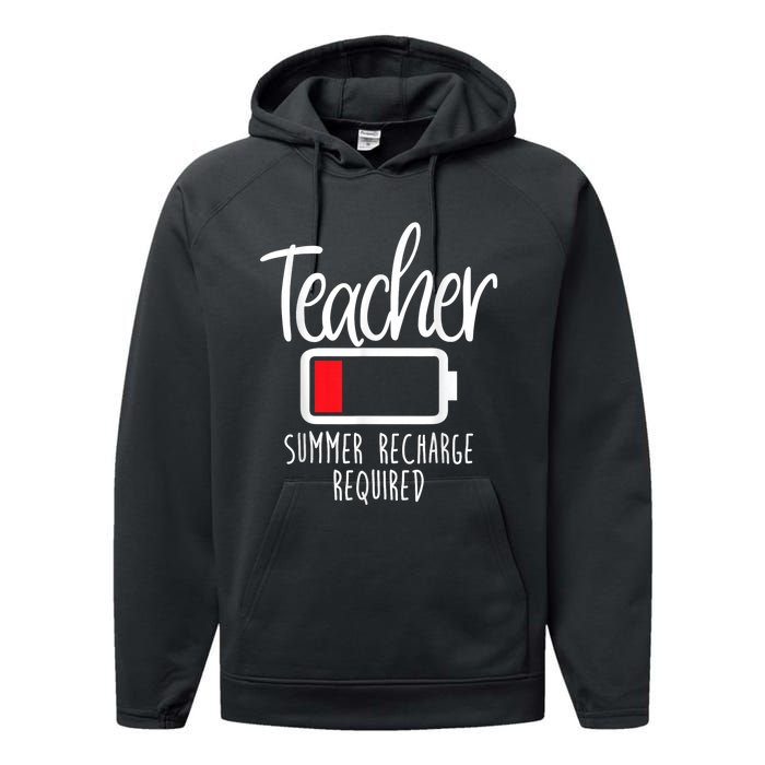 Teacher Summer Recharge Required Last Day School Women Funny Performance Fleece Hoodie