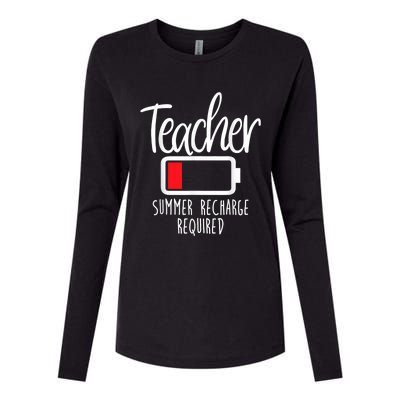 Teacher Summer Recharge Required Last Day School Women Funny Womens Cotton Relaxed Long Sleeve T-Shirt