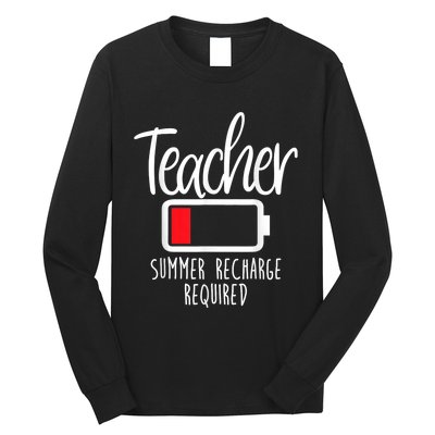 Teacher Summer Recharge Required Last Day School Women Funny Long Sleeve Shirt