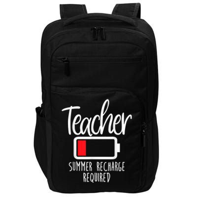 Teacher Summer Recharge Required Last Day School Women Funny Impact Tech Backpack