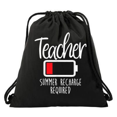 Teacher Summer Recharge Required Last Day School Women Funny Drawstring Bag