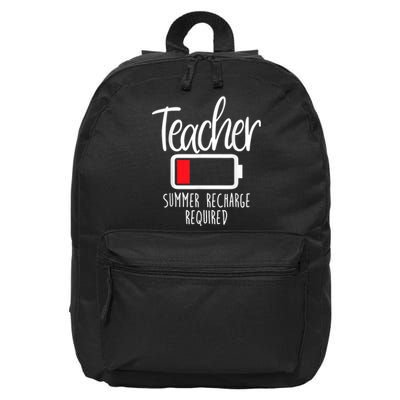 Teacher Summer Recharge Required Last Day School Women Funny 16 in Basic Backpack