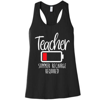 Teacher Summer Recharge Required Last Day School Women Funny Women's Racerback Tank