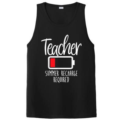 Teacher Summer Recharge Required Last Day School Women Funny PosiCharge Competitor Tank