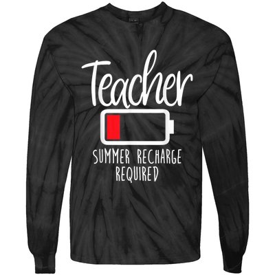 Teacher Summer Recharge Required Last Day School Women Funny Tie-Dye Long Sleeve Shirt