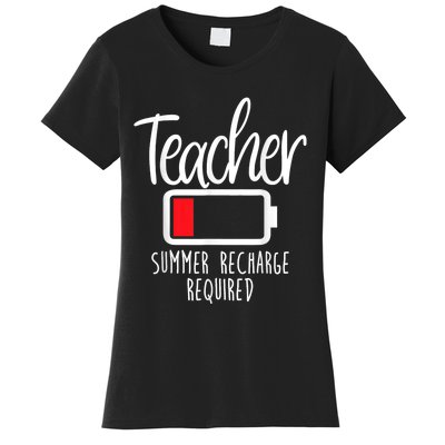 Teacher Summer Recharge Required Last Day School Women Funny Women's T-Shirt