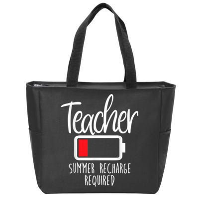 Teacher Summer Recharge Required Last Day School Women Funny Zip Tote Bag