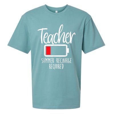 Teacher Summer Recharge Required Last Day School Women Funny Sueded Cloud Jersey T-Shirt