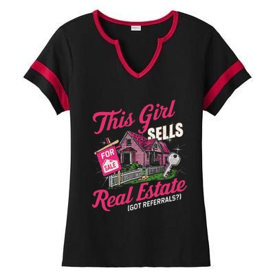 This Sells Real Estate Got Referrals Realtor Ladies Halftime Notch Neck Tee