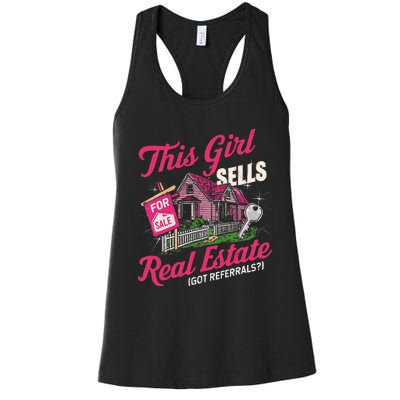 This Sells Real Estate Got Referrals Realtor Women's Racerback Tank