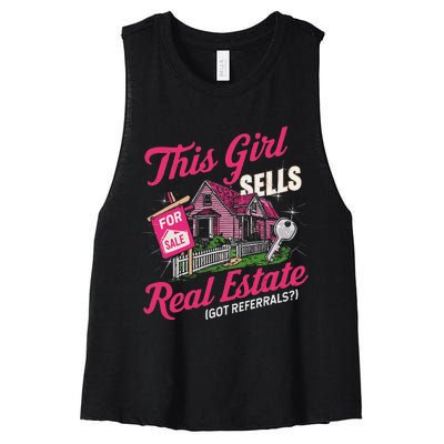 This Sells Real Estate Got Referrals Realtor Women's Racerback Cropped Tank